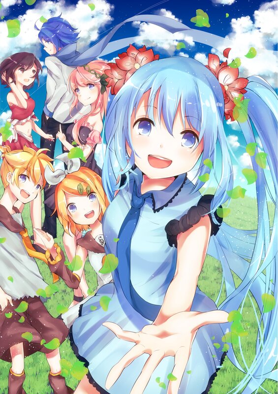 Blue-haired Girl with Friends
