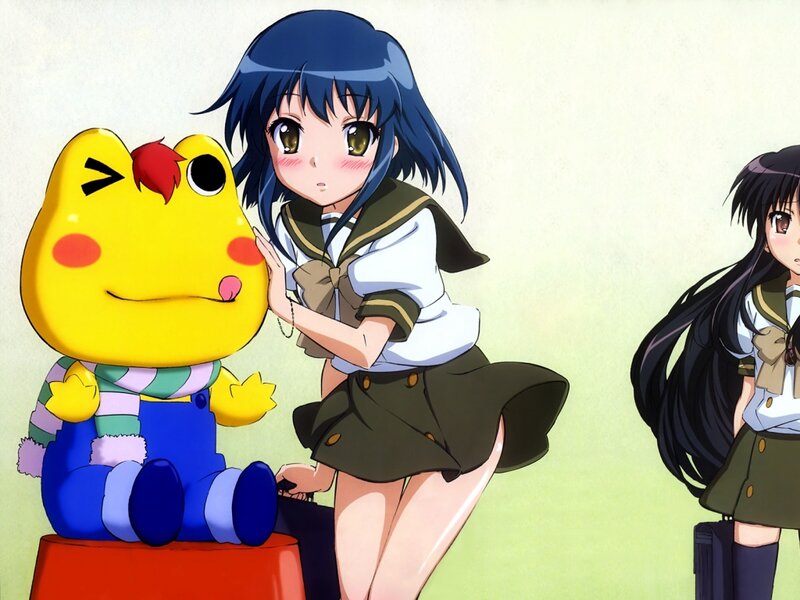 Blue-haired Girl with Frog