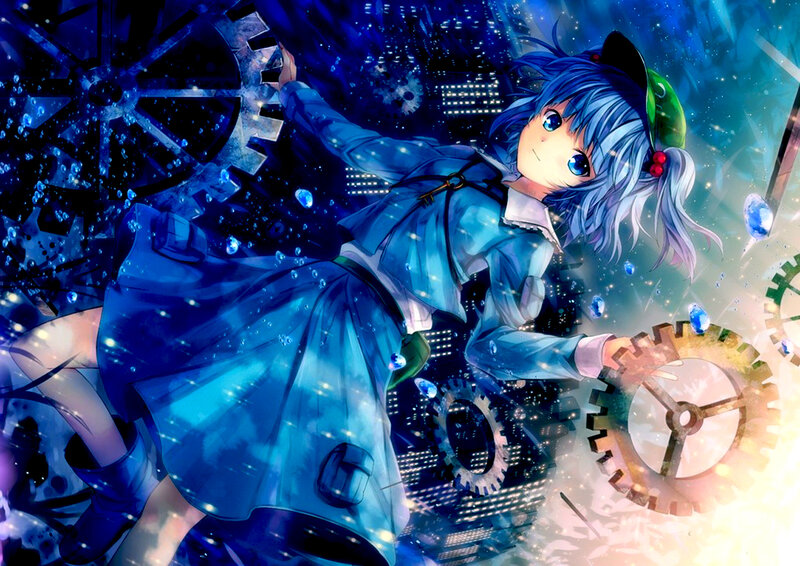 Blue-haired Girl with Gears — Blue