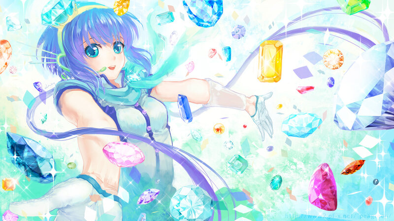 Blue-haired Girl with Gems