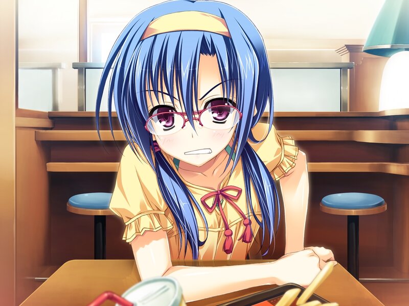 Blue-haired Girl with Glasses — Blue, Calm