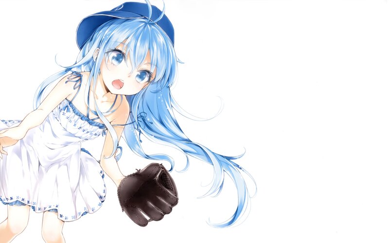 Blue-haired Girl with Glove — Blue