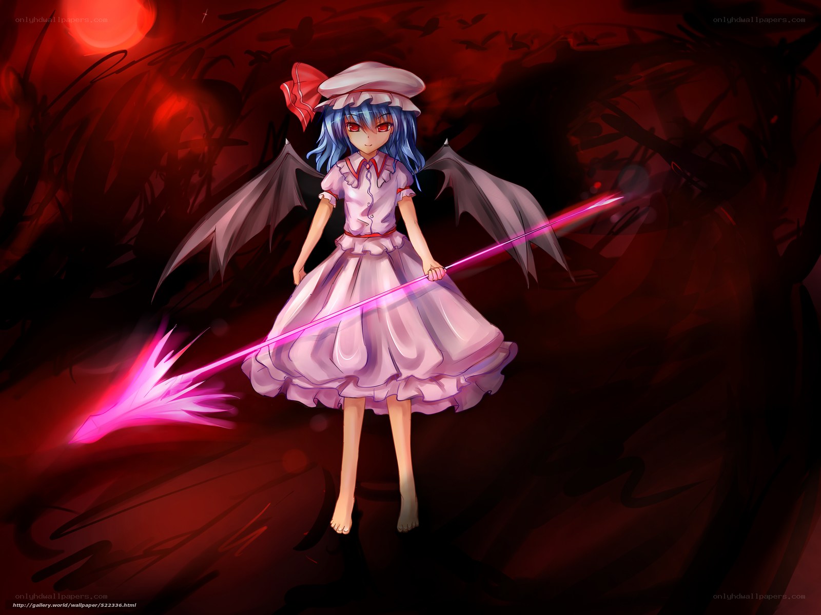 Blue-haired girl with glowing staff