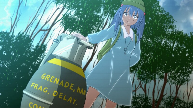 Blue-haired Girl with Grenade — Green
