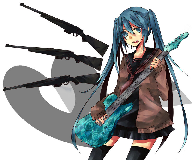 Blue-haired Girl with Guitar — Blue, Dramatic