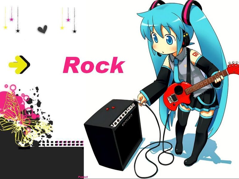 Blue-haired Girl with Guitar — Blue, Energetic