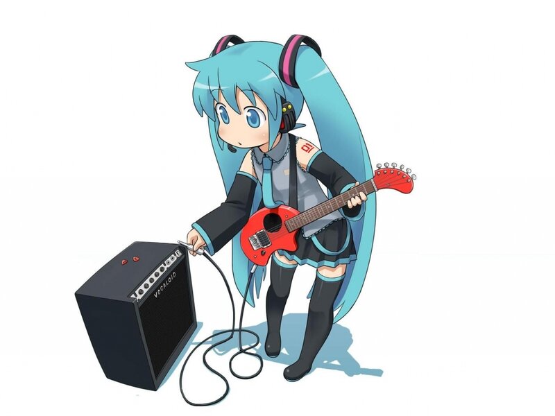 Blue-haired Girl with Guitar — Blue, Playful