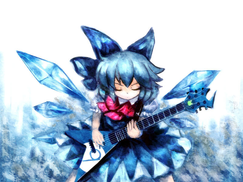 Blue-haired Girl with Guitar — Blue