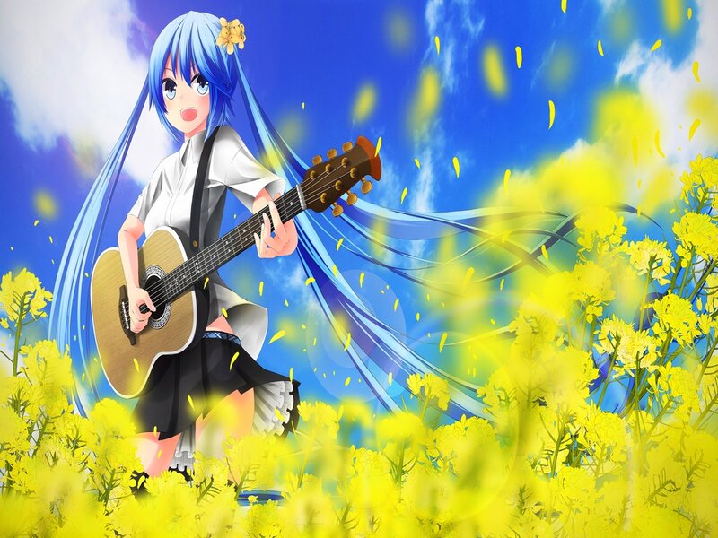 Blue-haired Girl with Guitar — Yellow