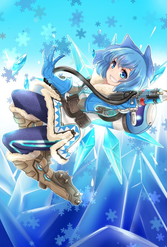 Blue-haired Girl with Gun — Blue, Energetic