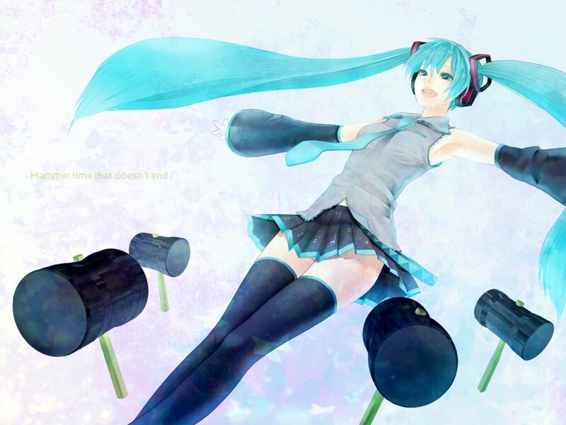 Blue-haired Girl with Hammers