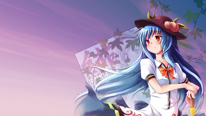 blue-haired girl with hat