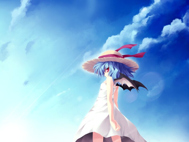 Blue-haired Girl with Hat — Blue, Serene