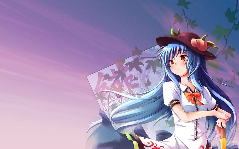Blue-haired Girl with Hat — Purple, Calm