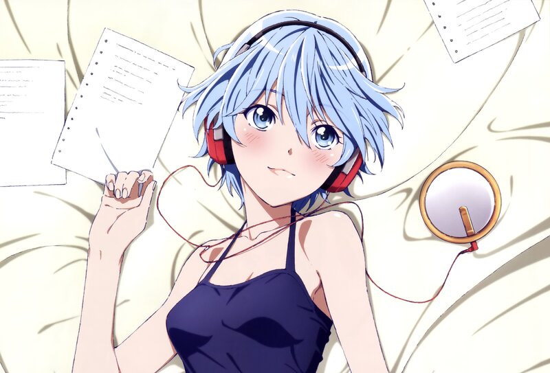 Blue-haired Girl with Headphones — Blue, Calm