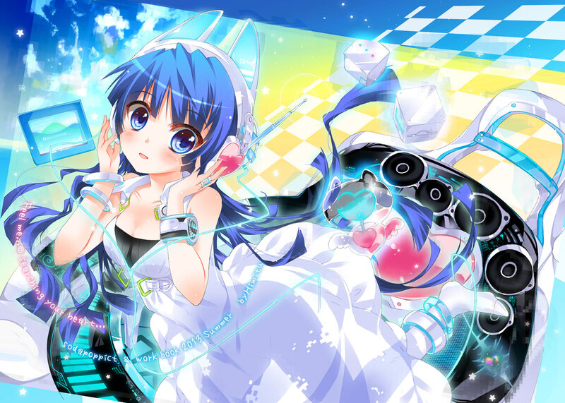 Blue-haired Girl with Headphones — Blue, Energetic