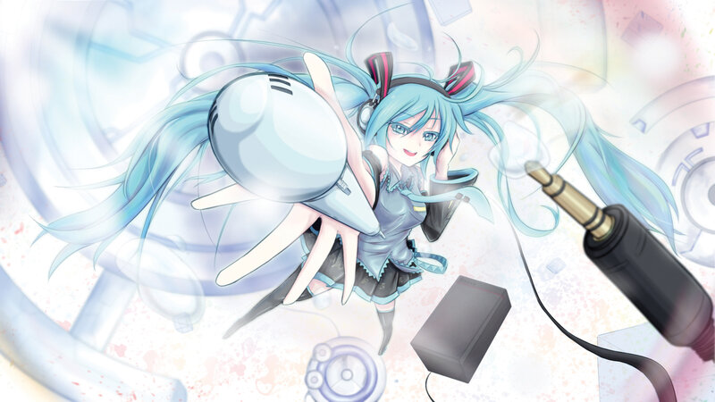 Blue-haired Girl with Headphones — Blue