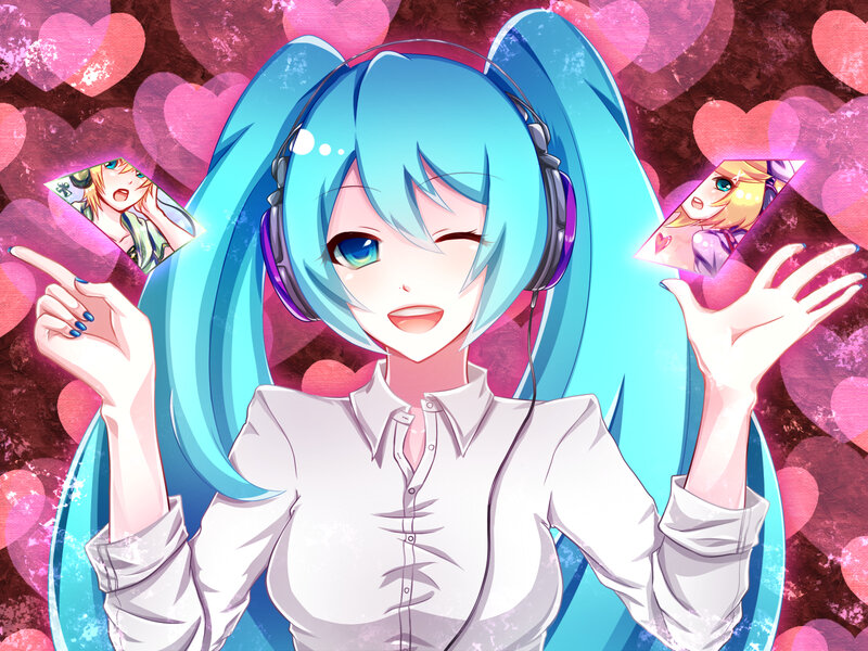Blue-haired Girl with Headphones — Cyan, Playful