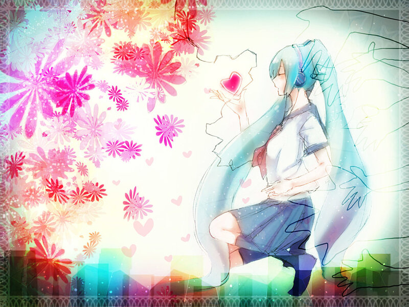 Blue-haired Girl with Headphones — Pink