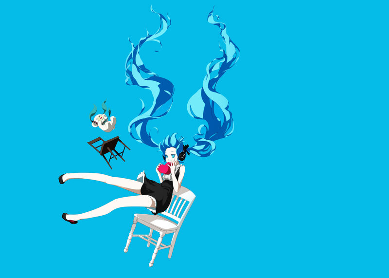 Blue-haired girl with heart