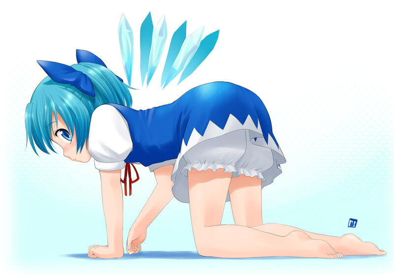blue-haired girl with ice crystals