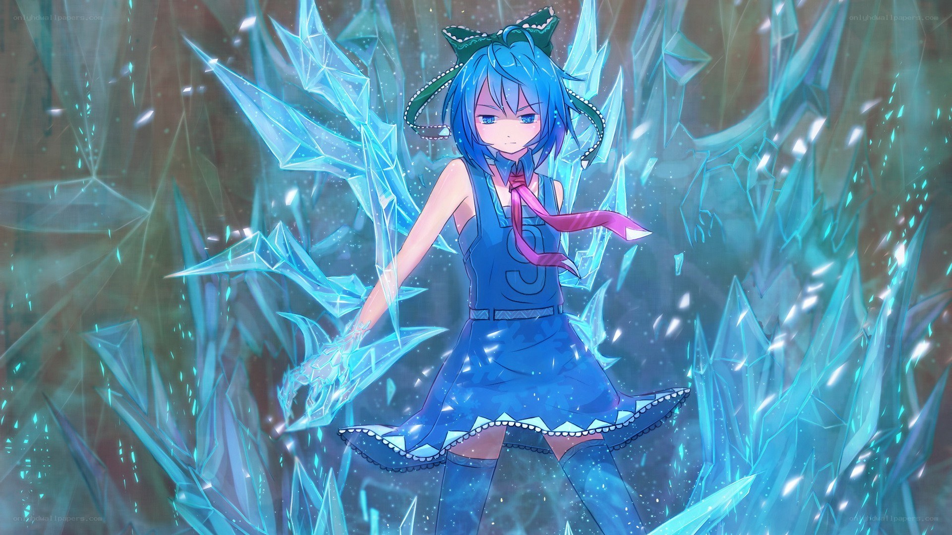 blue-haired girl with ice magic