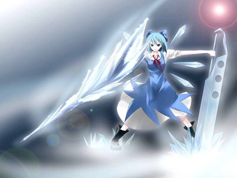 Blue-haired girl with ice powers