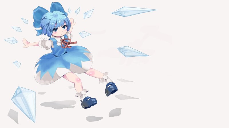 blue-haired girl with ice shards