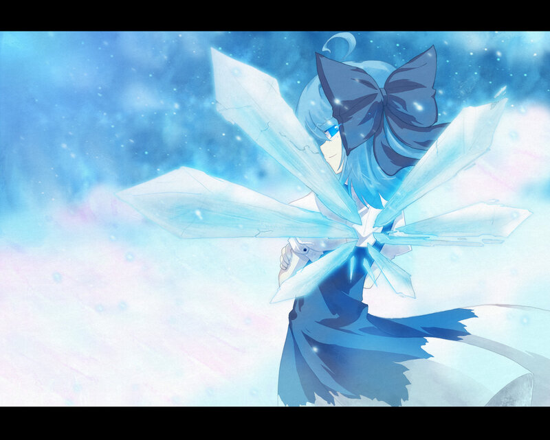 blue-haired girl with ice wings