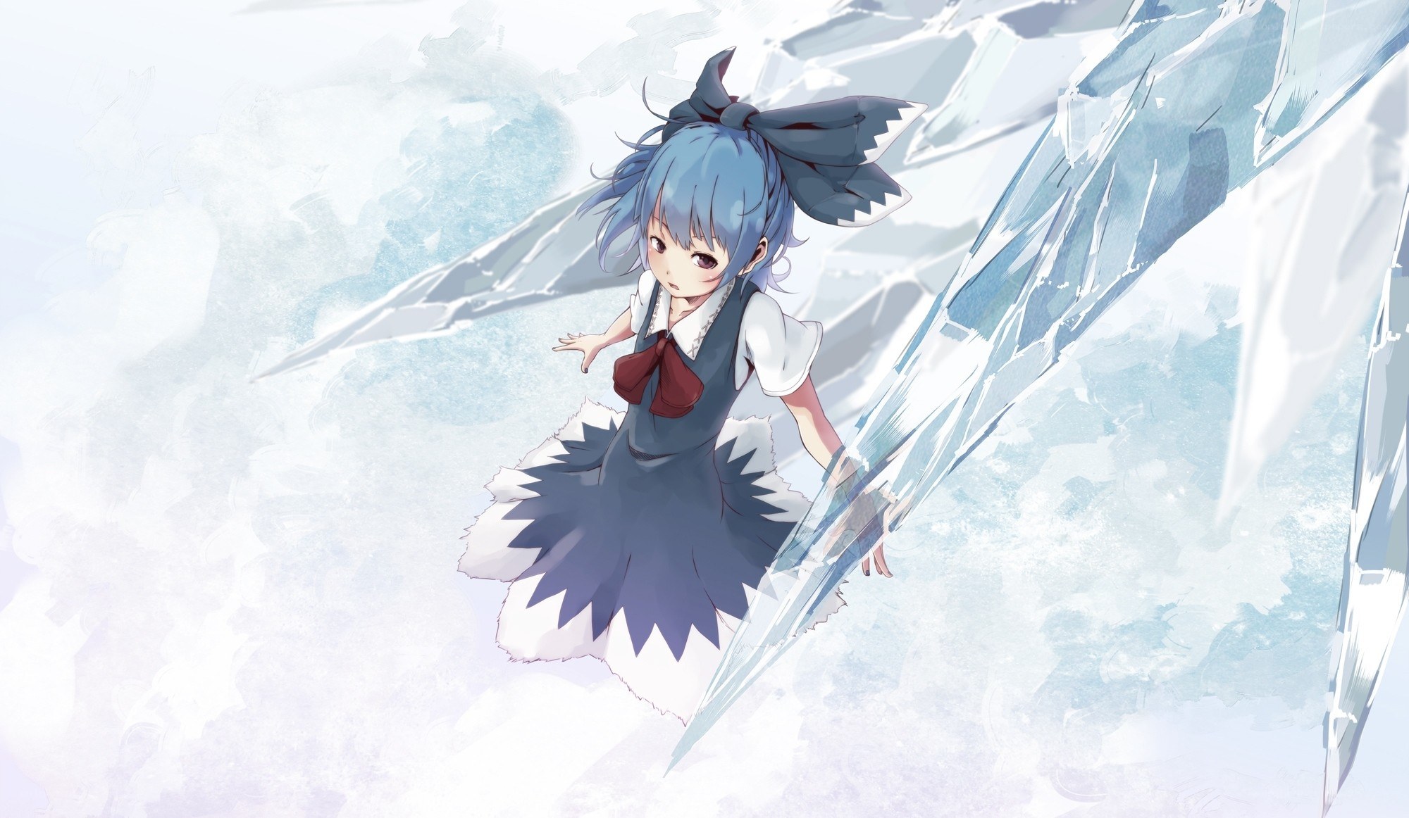 blue-haired girl with ice wings