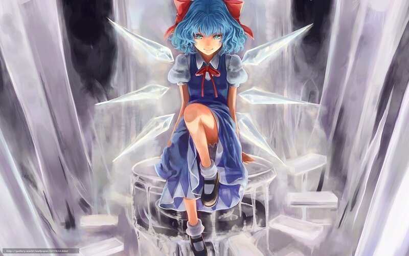 blue-haired girl with ice wings