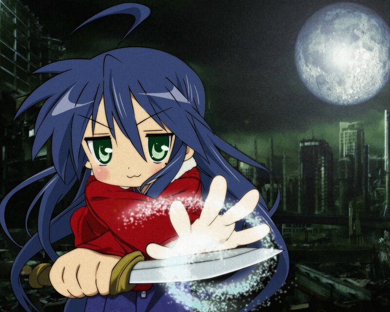 Blue-haired Girl with Knife — Blue, Dramatic
