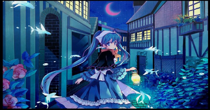 Blue-haired Girl with Lantern — Blue