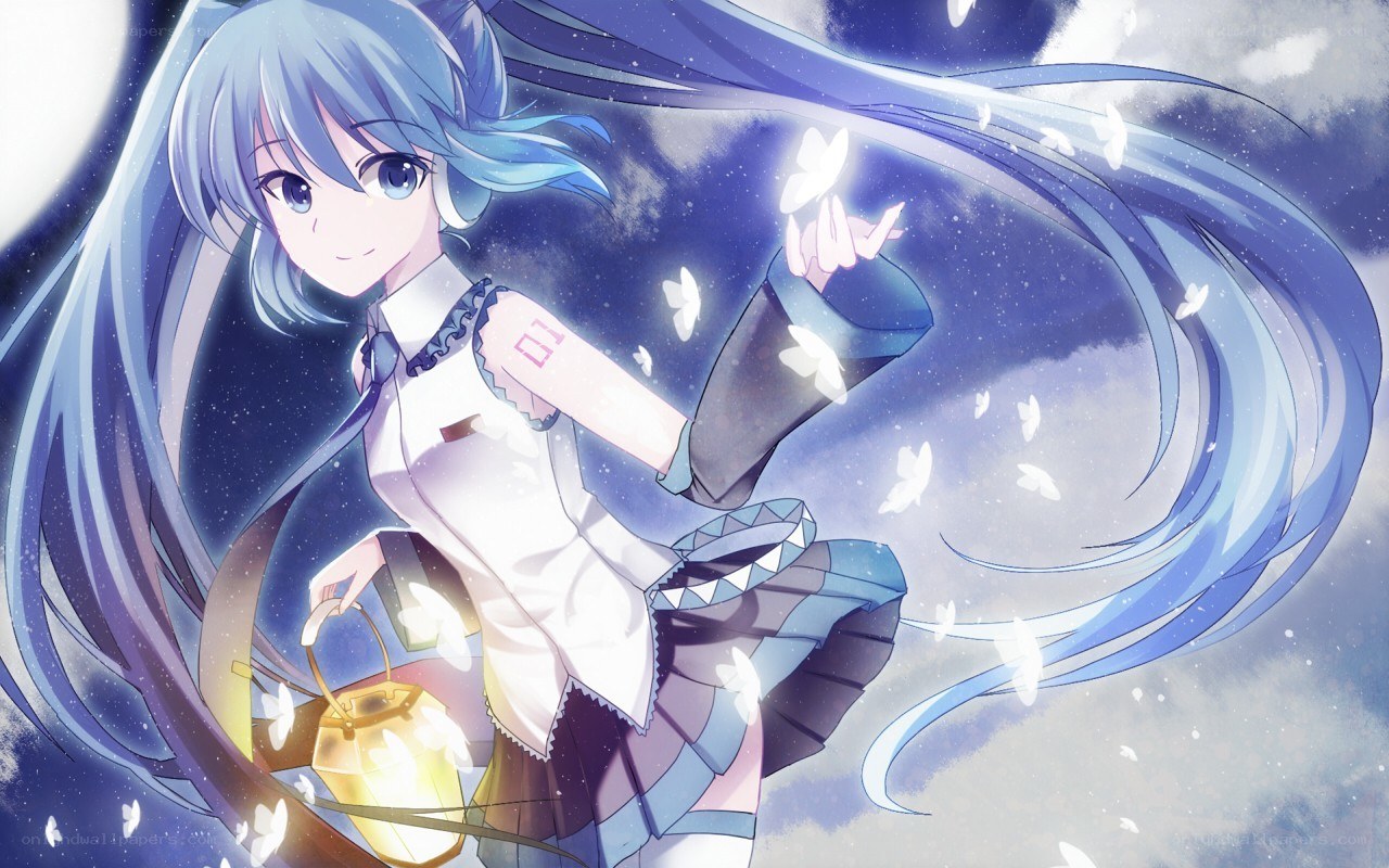 blue-haired girl with lantern