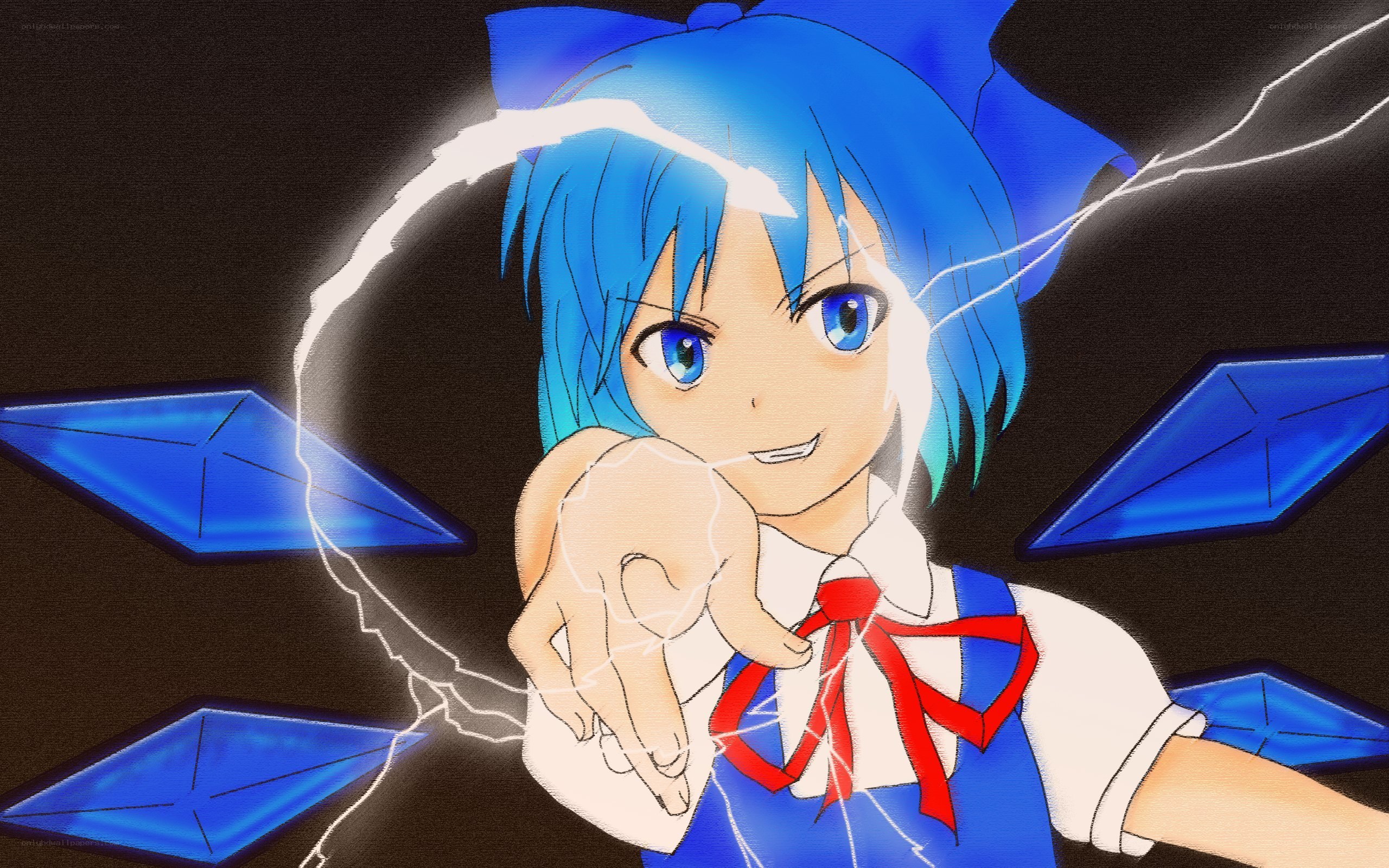 blue-haired girl with lightning
