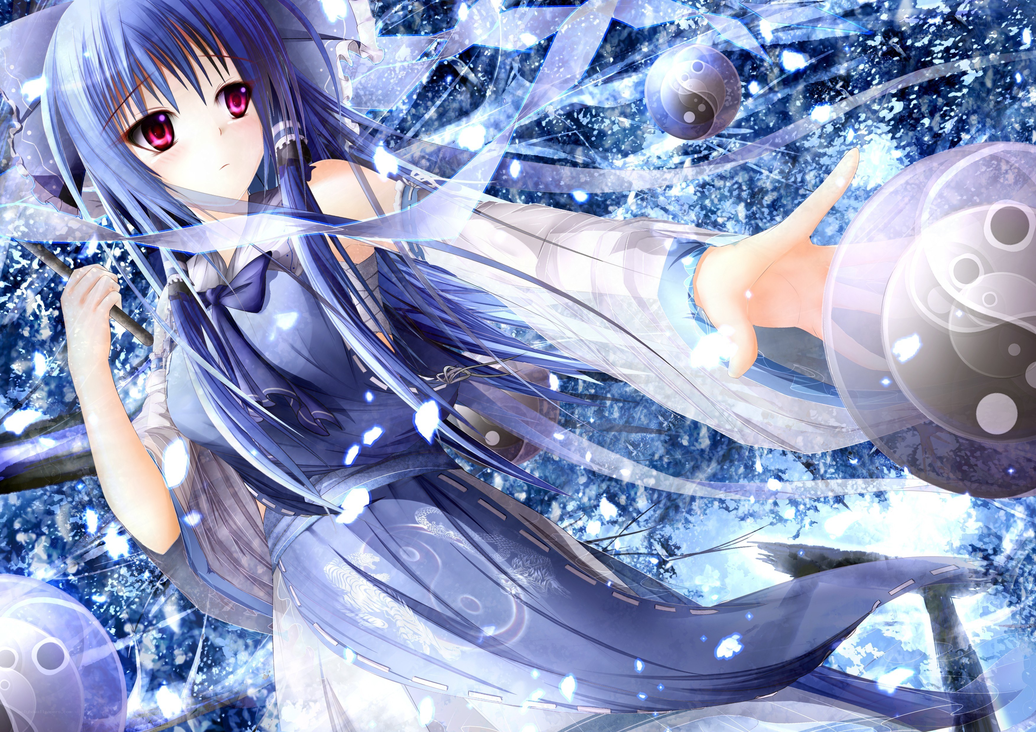 blue-haired girl with magic