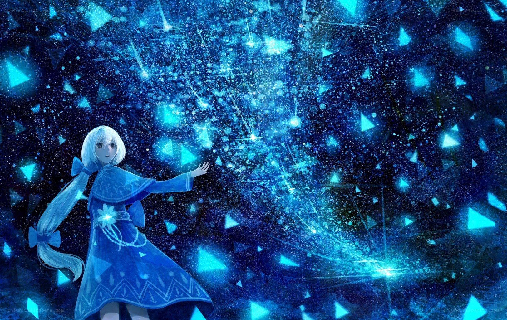 blue-haired girl with magic