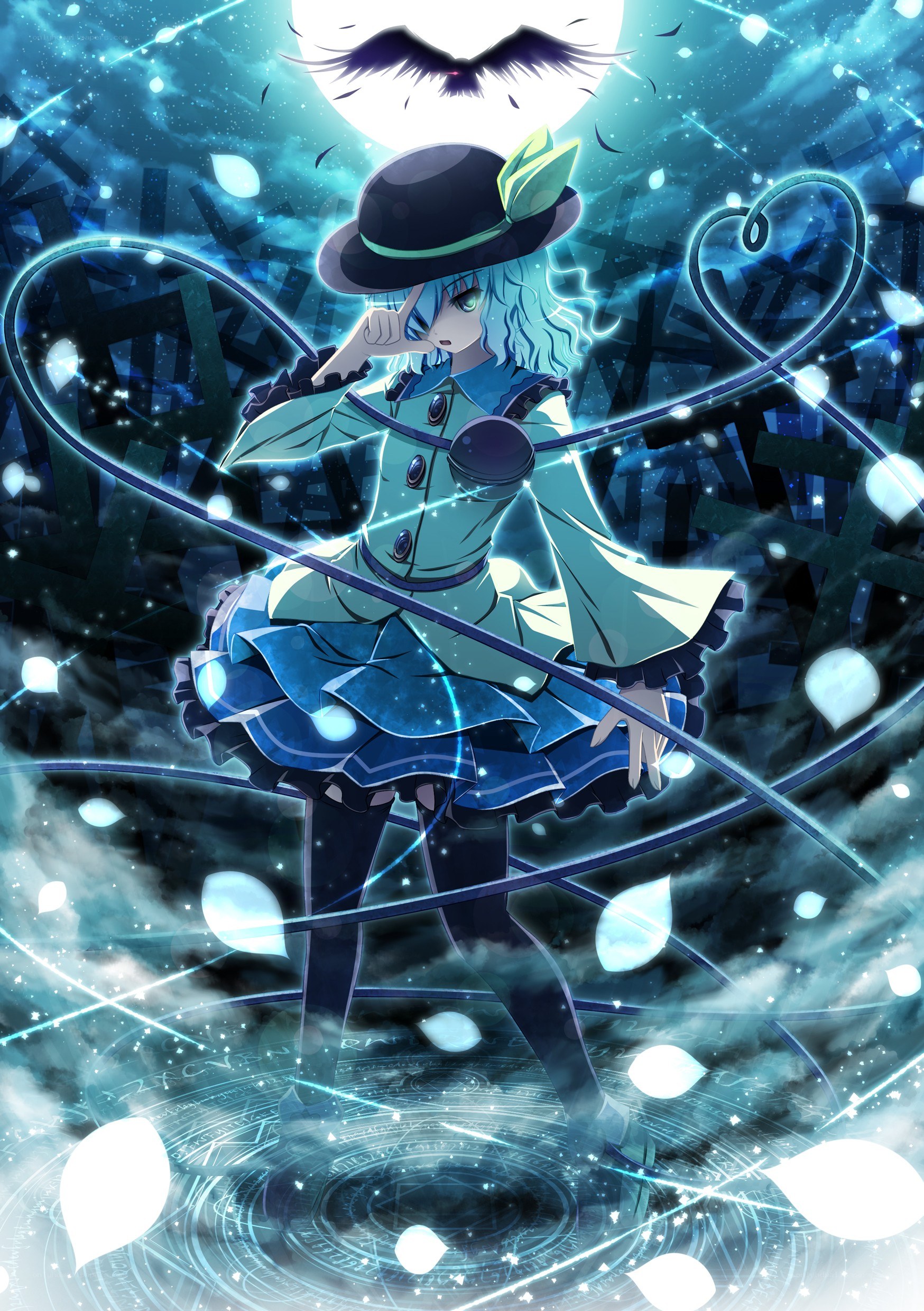 blue-haired girl with magic