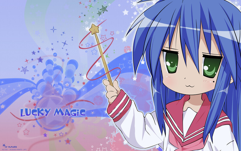 Blue-haired girl with magic wand
