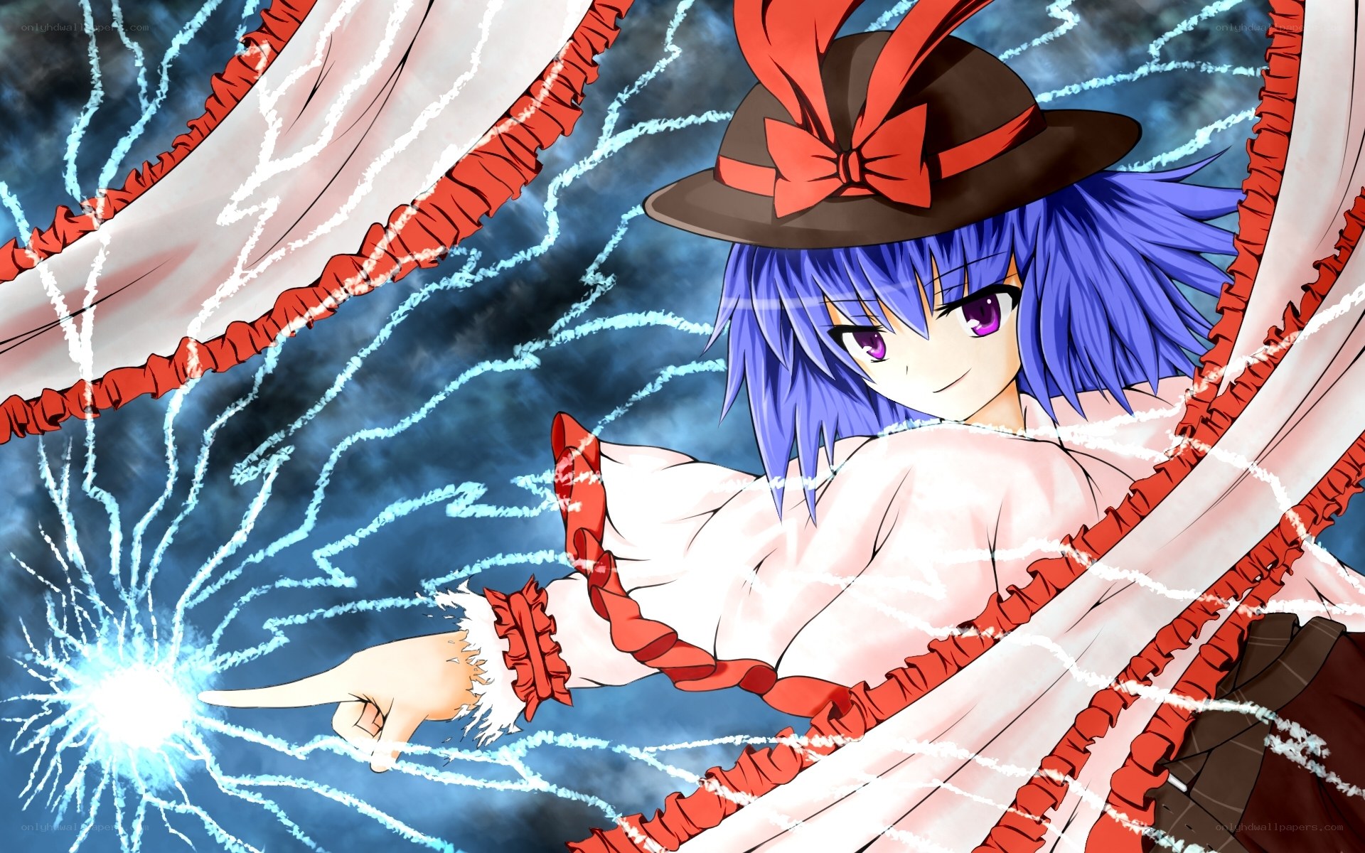 blue-haired girl with magic