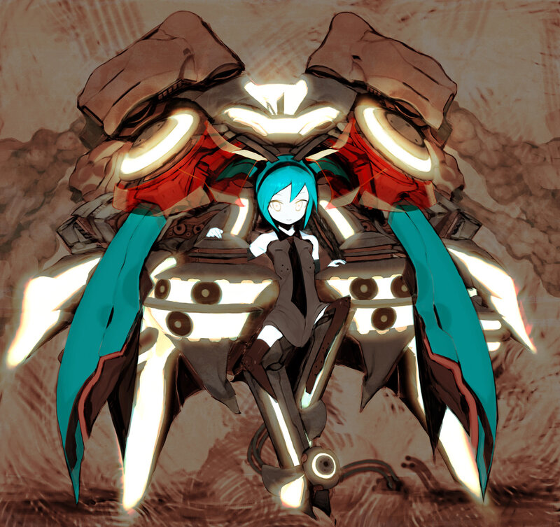 Blue-haired Girl with Mech — Teal
