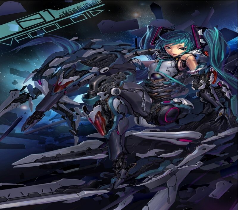 Blue-haired Girl with Mech