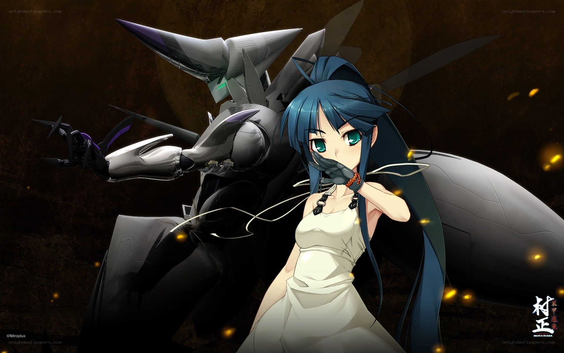 Blue-haired girl with mecha