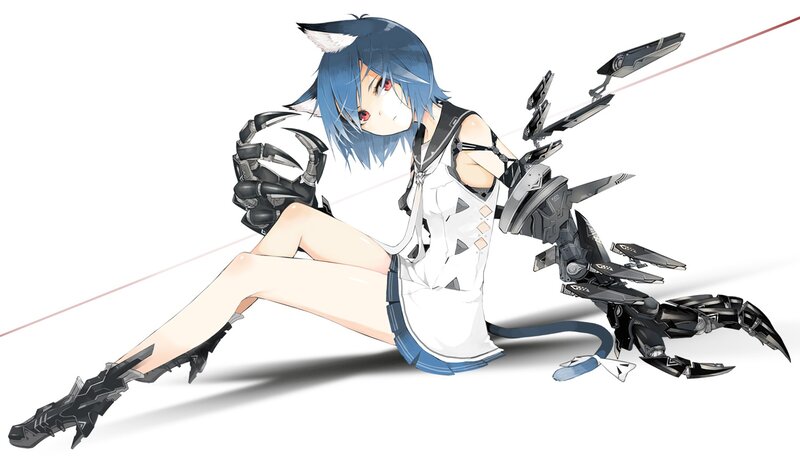 Blue-haired Girl with Mechanical Parts — Blue, Dramatic