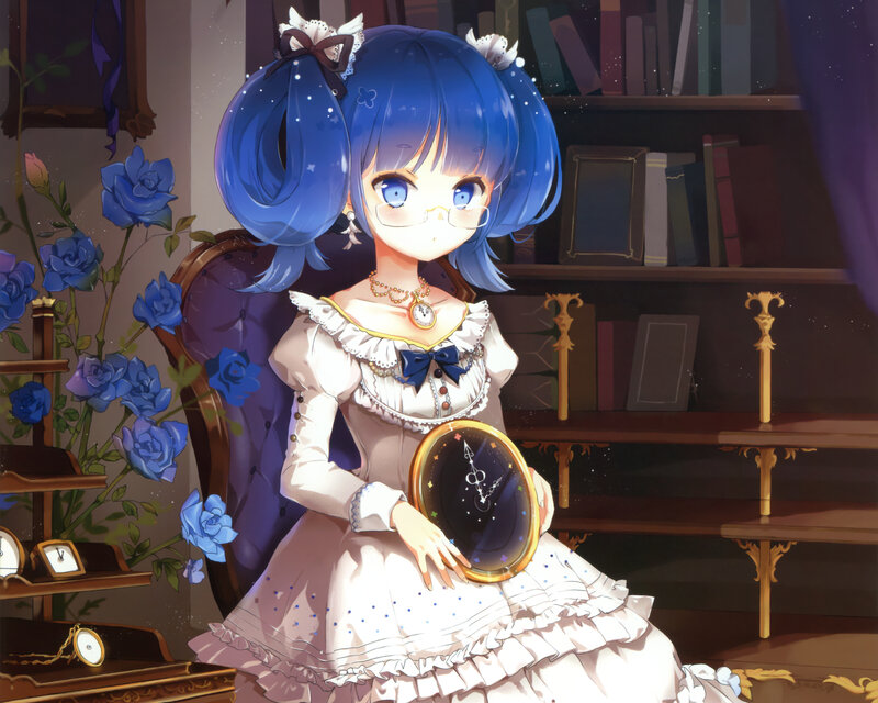 Blue-haired Girl with Mirror — Blue