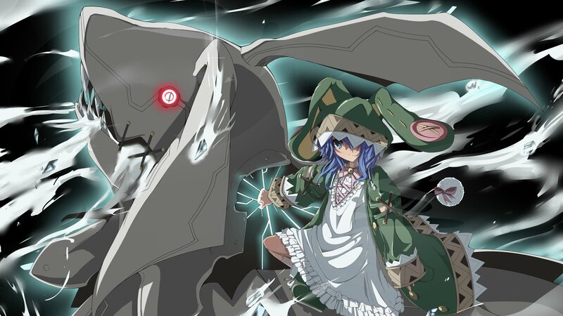 Blue-haired Girl with Monster