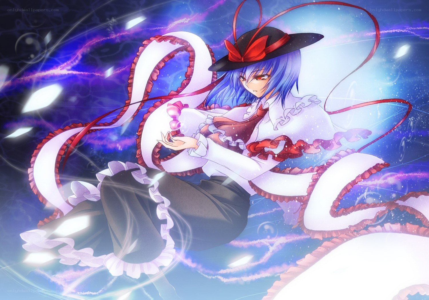 blue-haired girl with octopus tentacles