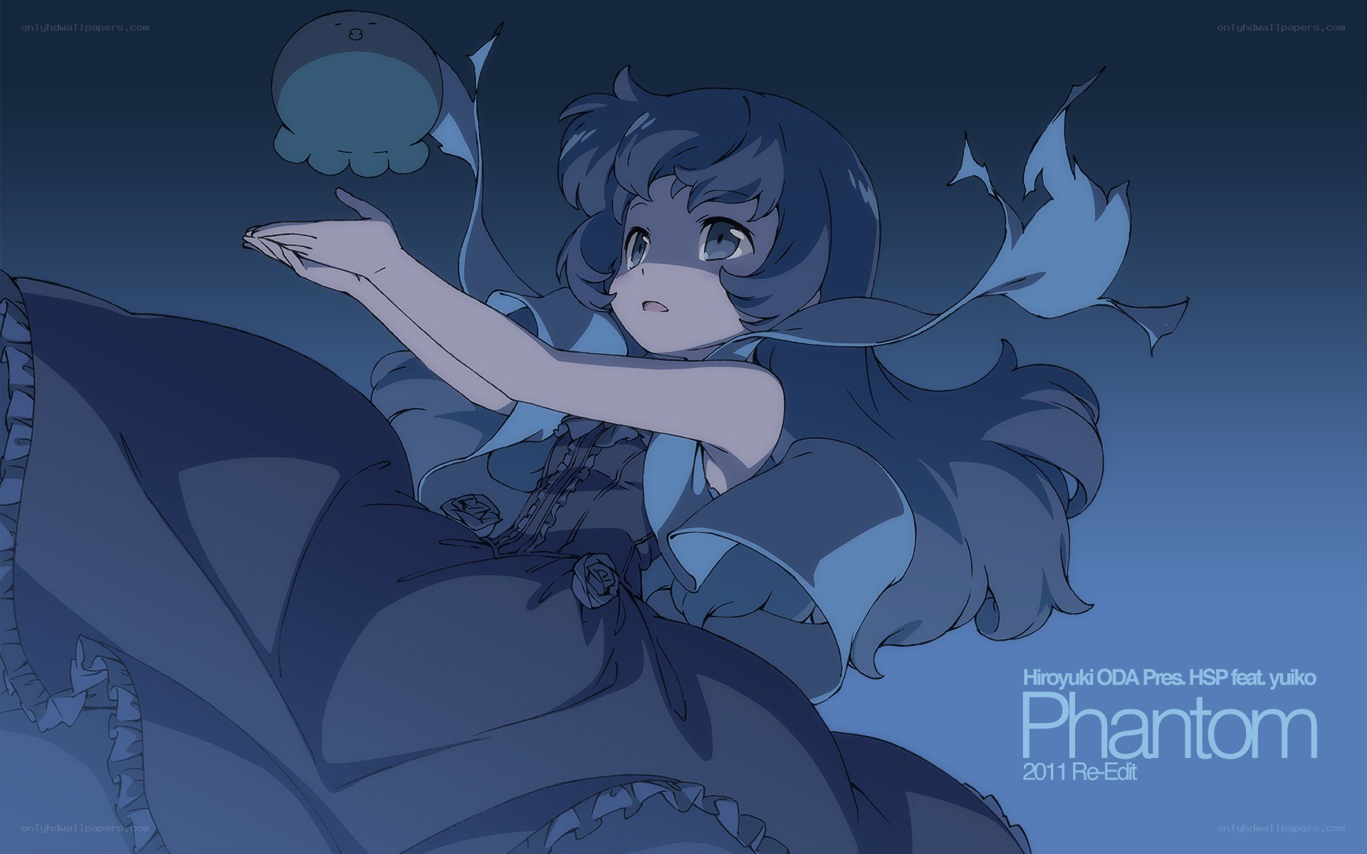 blue-haired girl with octopus