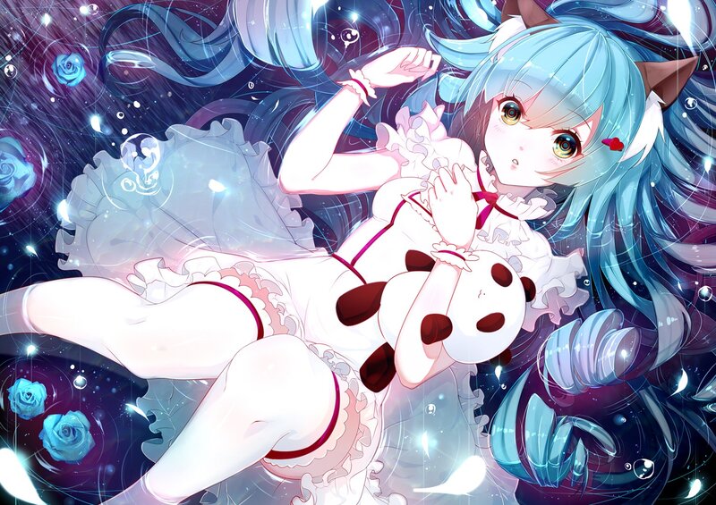 Blue-haired Girl with Panda — Blue