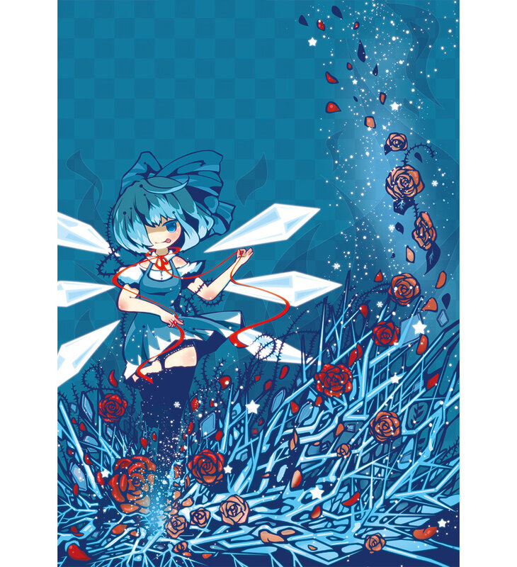 Blue-haired girl with paper planes